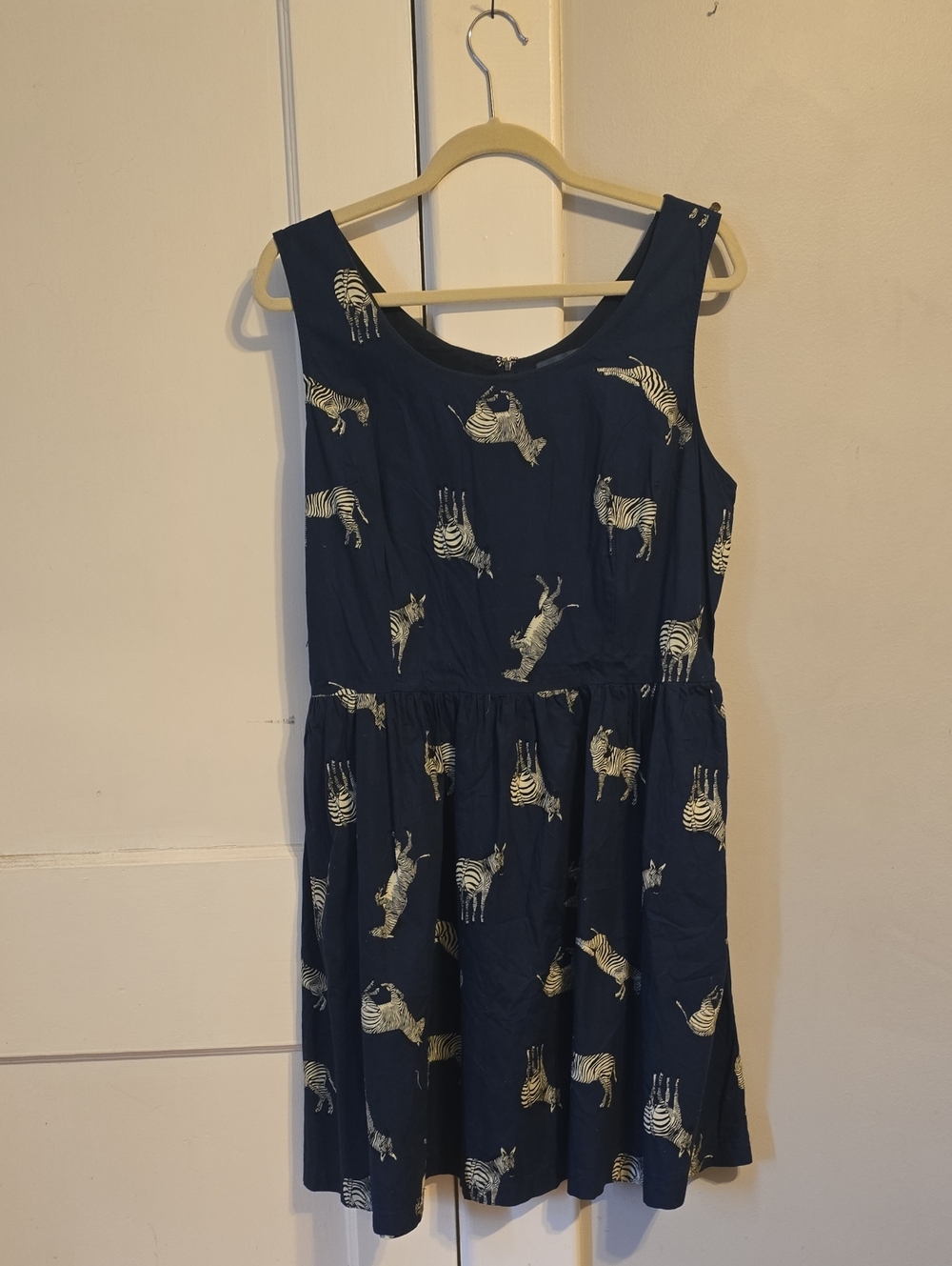 Modcloth Navy Zebra Print Sleeveless Fit-and-Flare Dress